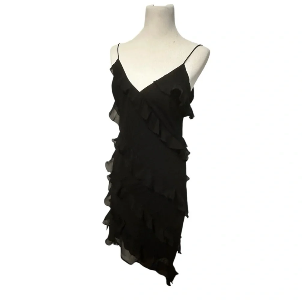 Beautiful Black Asymmetrical Ruffle Dress - Picture 1 of 5